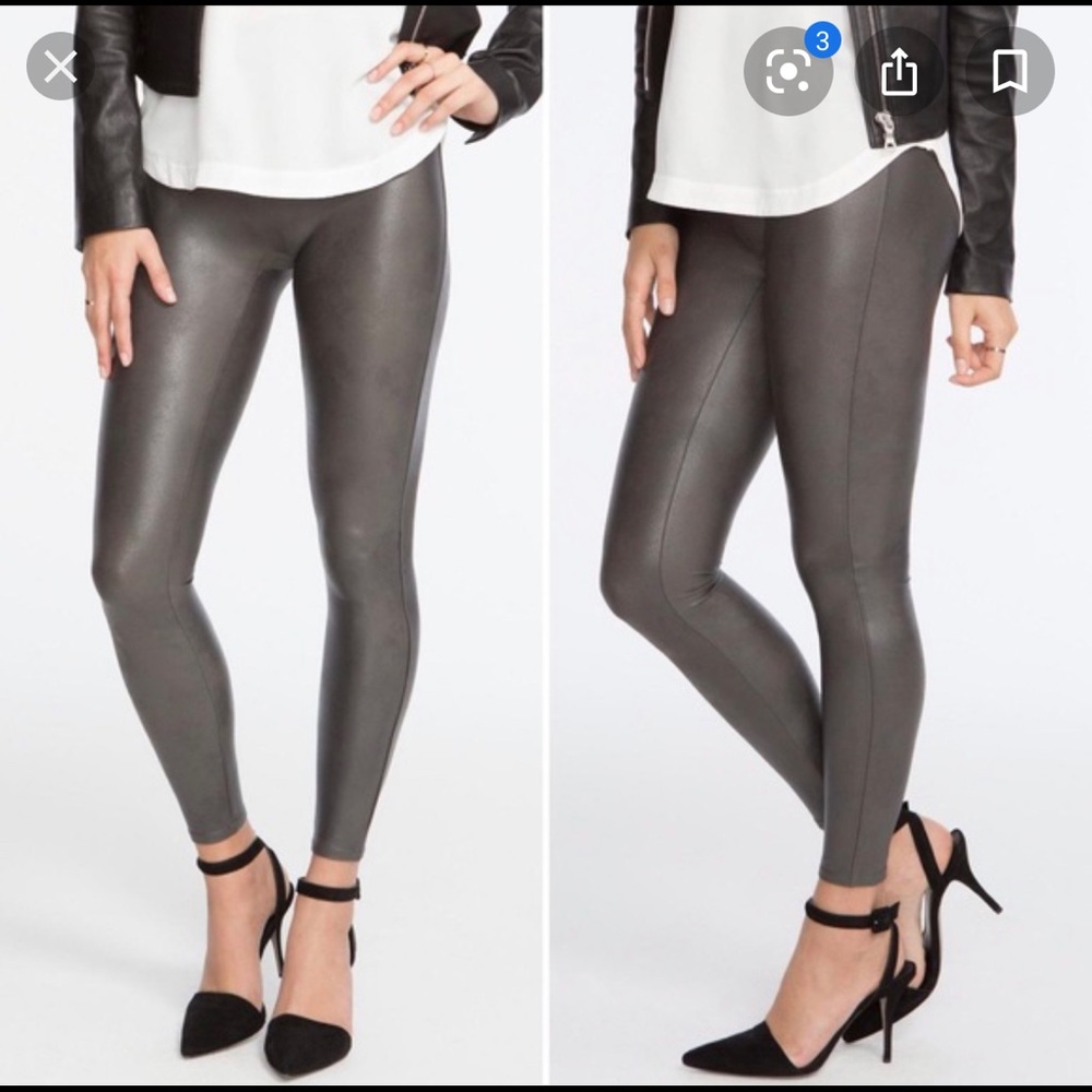 Spanx Grey Faux Leather Legging
